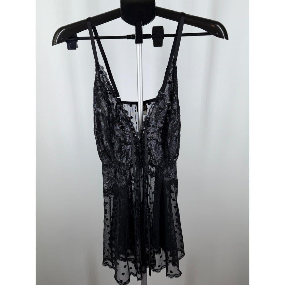 Seductivewear by Cinema Etoile Black Lace Babydoll & Cabernet Lace Bolero Set M - Picture 3 of 7
